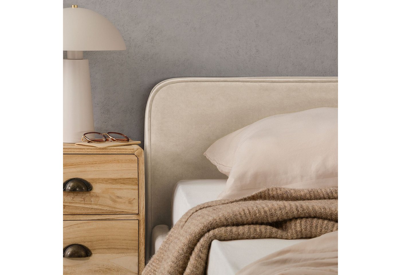IDIMEX Polsterbett LAVORO, Bett 140x200 cm mit Lattenrost und Stoffbezug, Doppelbett beige – Bild 3 von 5