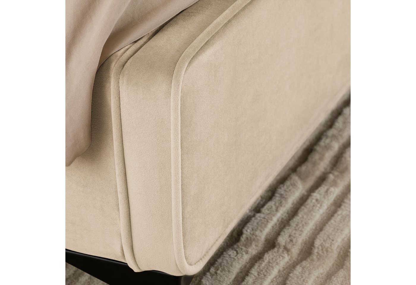 IDIMEX Polsterbett LAVORO, Bett 140x200 cm mit Lattenrost und Stoffbezug, Doppelbett beige – Bild 4 von 5