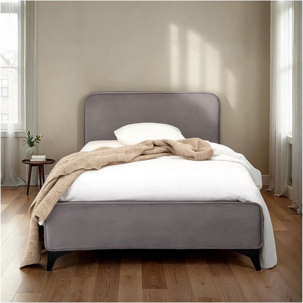 IDIMEX Polsterbett LAVORO, Bett 90x200 cm mit Lattenrost und weichem Stoffbezug, Einzelbett grau