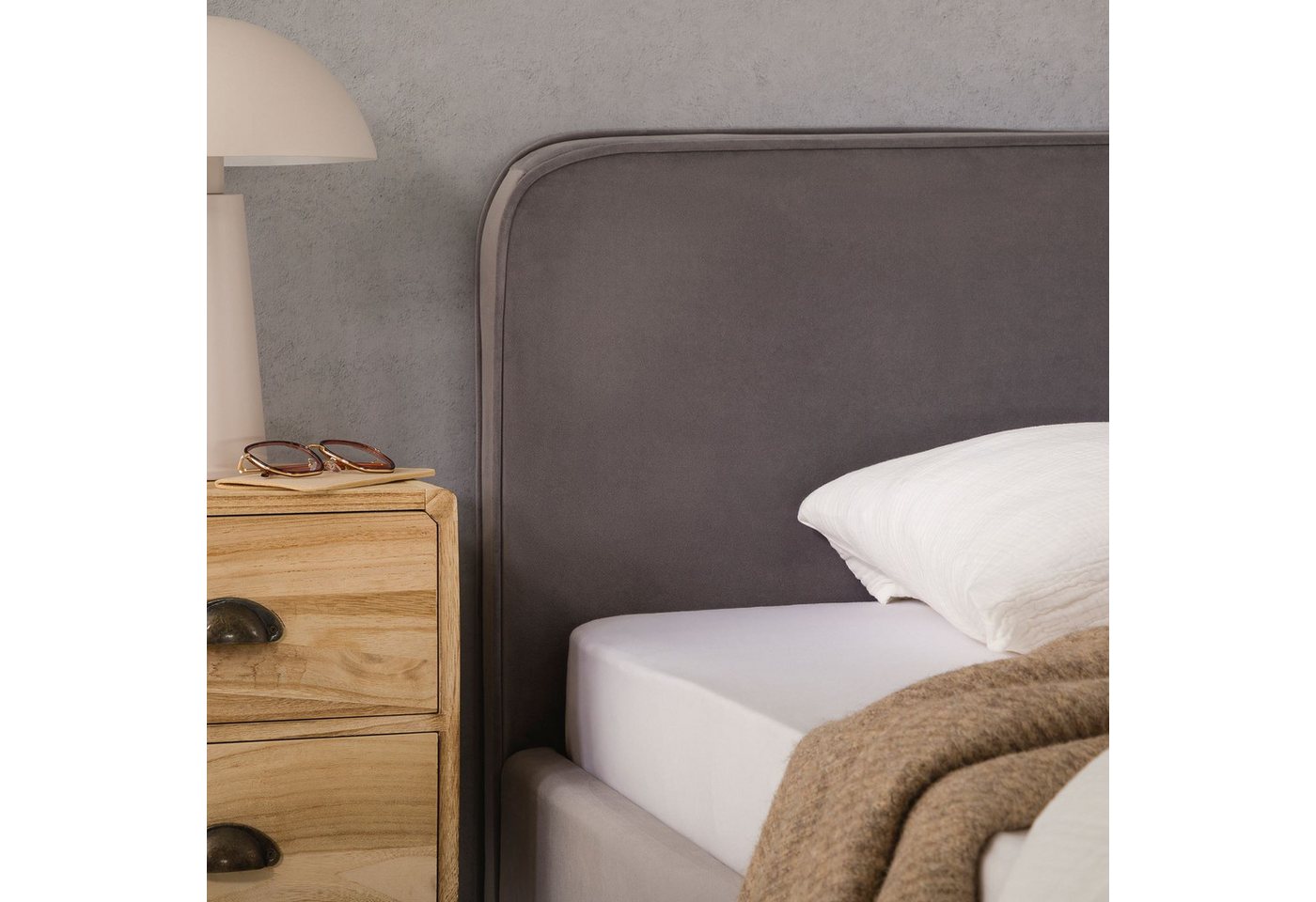 IDIMEX Polsterbett LAVORO, Bett 90x200 cm mit Lattenrost und weichem Stoffbezug, Einzelbett grau – Bild 3 von 5
