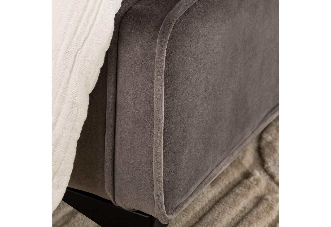 IDIMEX Polsterbett LAVORO, Bett 90x200 cm mit Lattenrost und weichem Stoffbezug, Einzelbett grau – Bild 4 von 5