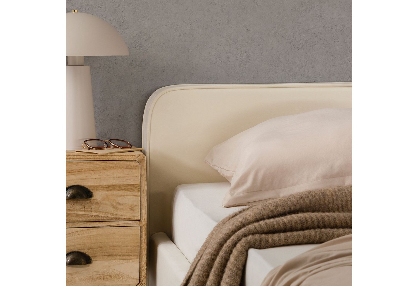 IDIMEX Polsterbett LAVORO, Bett 140x200 cm mit Lattenrost und Stoffbezug, Doppelbett creme – Bild 3 von 5