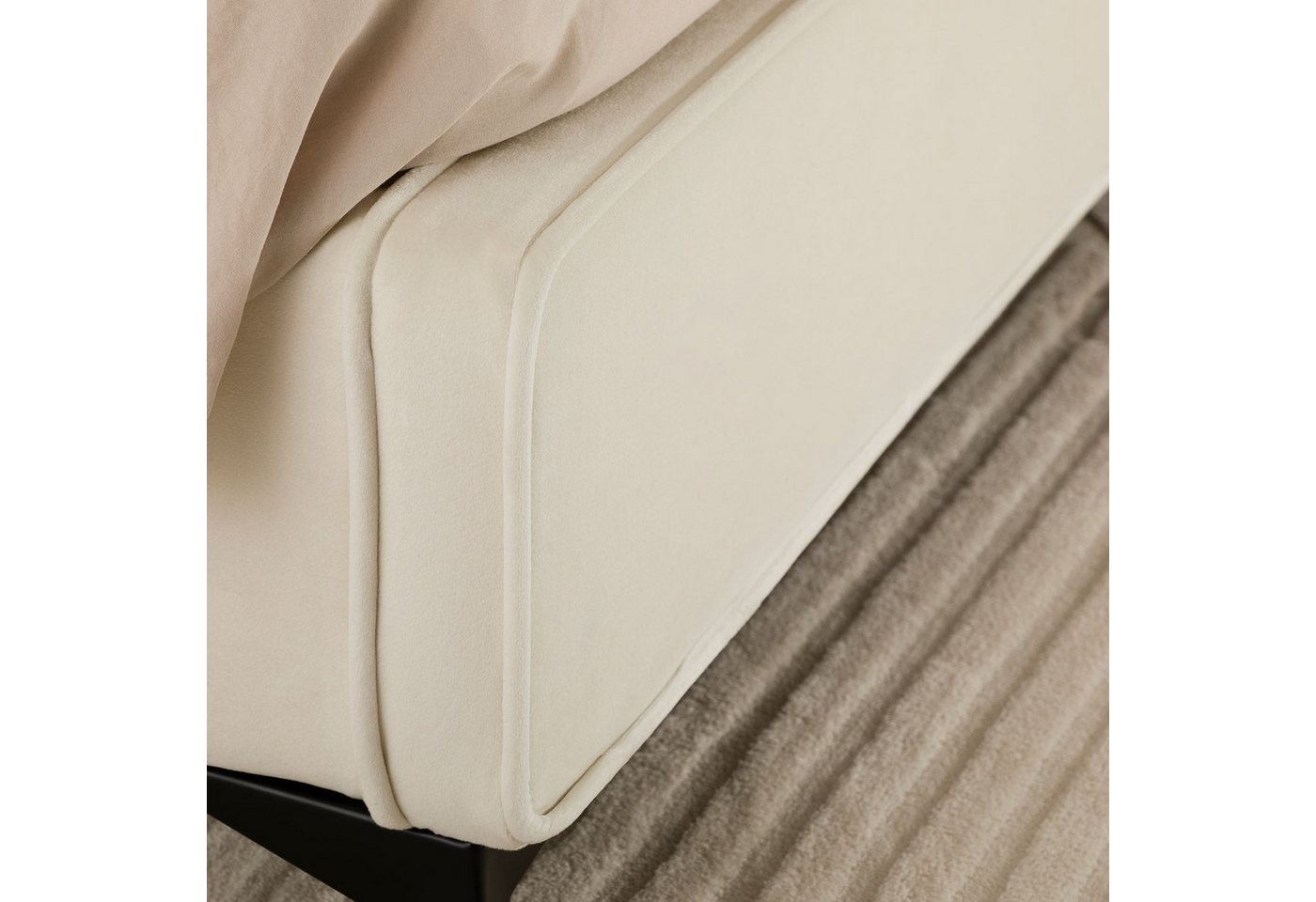 IDIMEX Polsterbett LAVORO, Bett 140x200 cm mit Lattenrost und Stoffbezug, Doppelbett creme – Bild 4 von 5