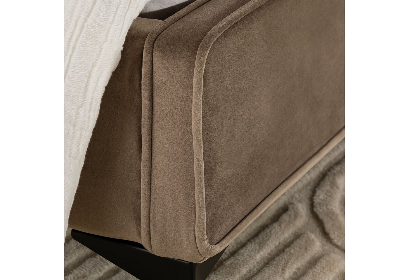 IDIMEX Polsterbett LAVORO, Bett 90x200 cm mit Lattenrost und weichem Stoffbezug Einzelbett greige – Bild 4 von 5