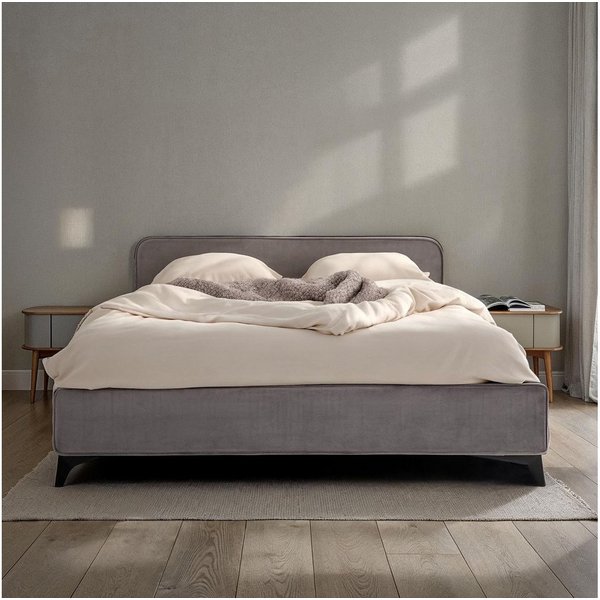 IDIMEX Polsterbett LAVORO, Bett 140x200 cm mit Lattenrost und weichem Stoffbezug Doppelbett grau