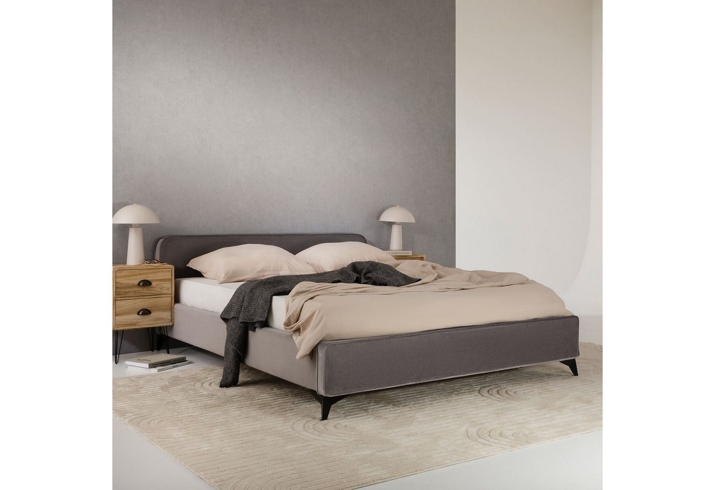 IDIMEX Polsterbett LAVORO, Bett 140x200 cm mit Lattenrost und weichem Stoffbezug Doppelbett grau – Bild 2 von 5