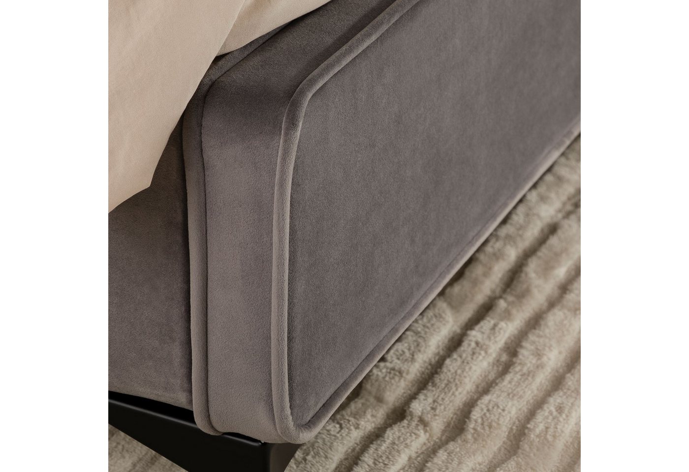 IDIMEX Polsterbett LAVORO, Bett 140x200 cm mit Lattenrost und weichem Stoffbezug Doppelbett grau – Bild 4 von 5