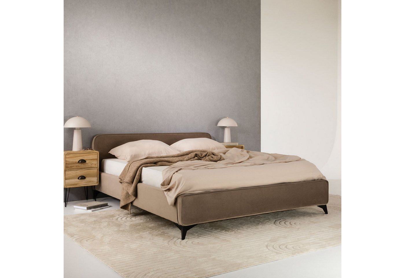 IDIMEX Polsterbett LAVORO, Bett 140x200 cm mit Lattenrost und Stoffbezug, Doppelbett greige – Bild 2 von 5