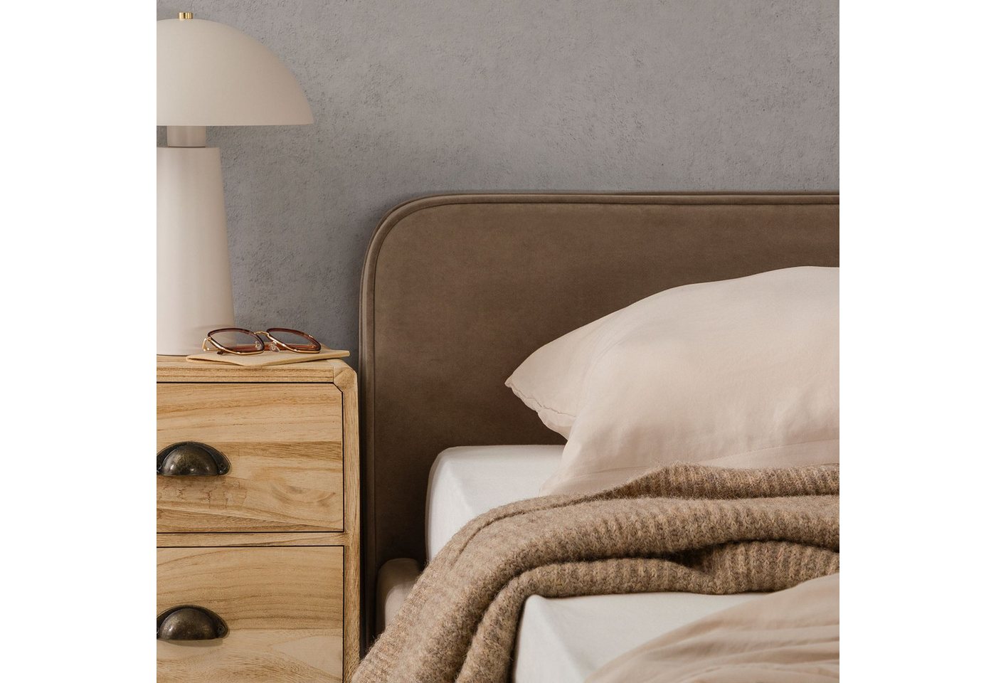 IDIMEX Polsterbett LAVORO, Bett 140x200 cm mit Lattenrost und Stoffbezug, Doppelbett greige – Bild 3 von 5