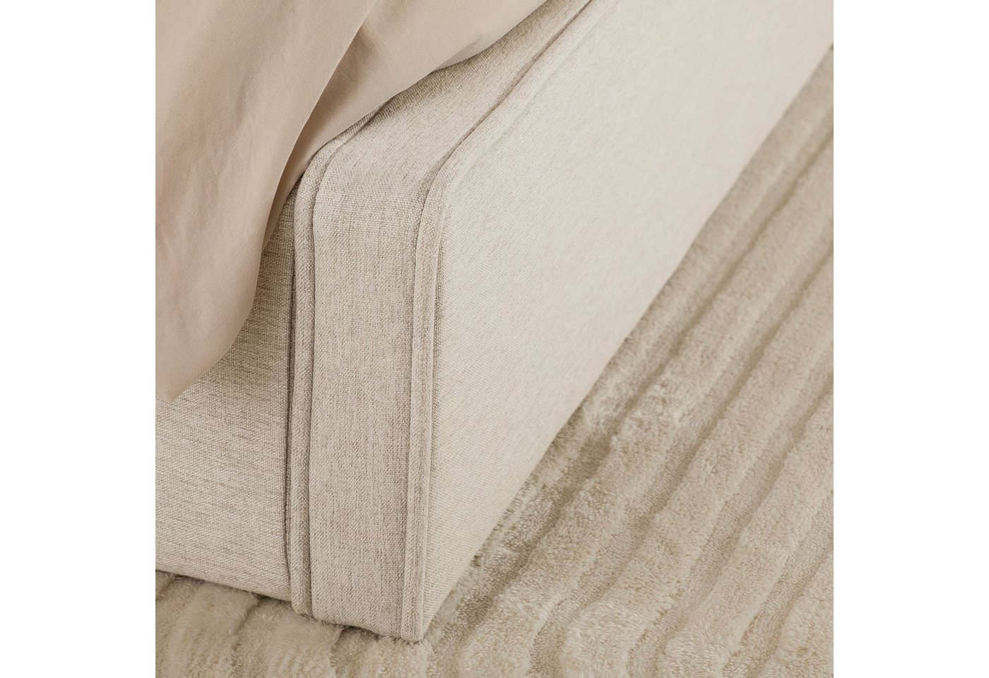 IDIMEX Polsterbett MARINI, Einzelbett 120x200 cm mit Lattenrost und Kopfteil Stoffbezug beige – Bild 3 von 5