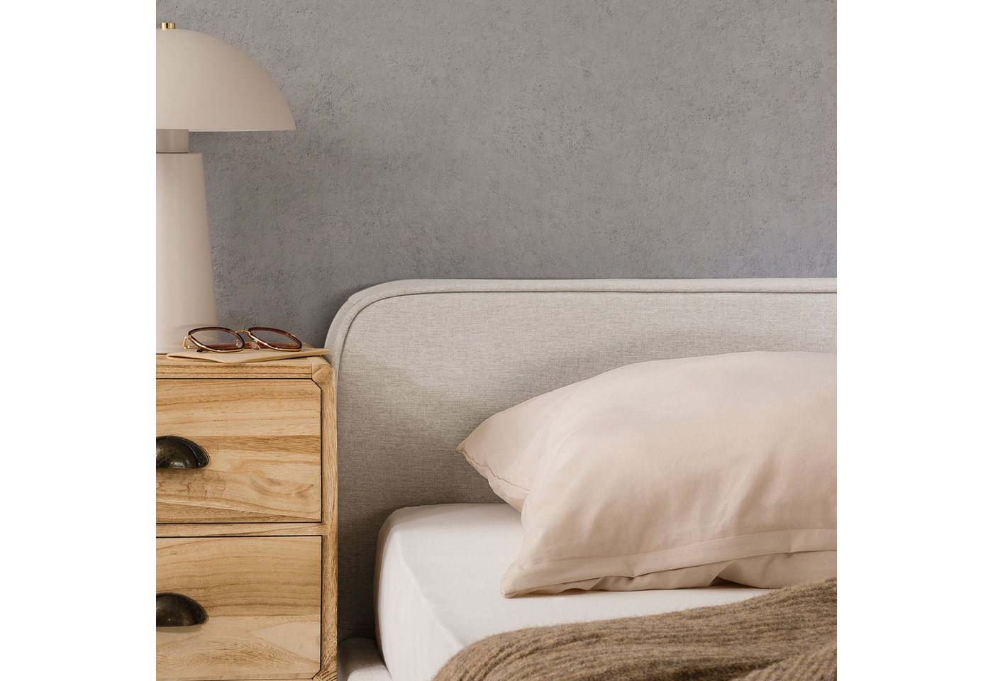 IDIMEX Polsterbett MARINI, Einzelbett 120x200 cm mit Lattenrost und Kopfteil Stoffbezug beige – Bild 4 von 5
