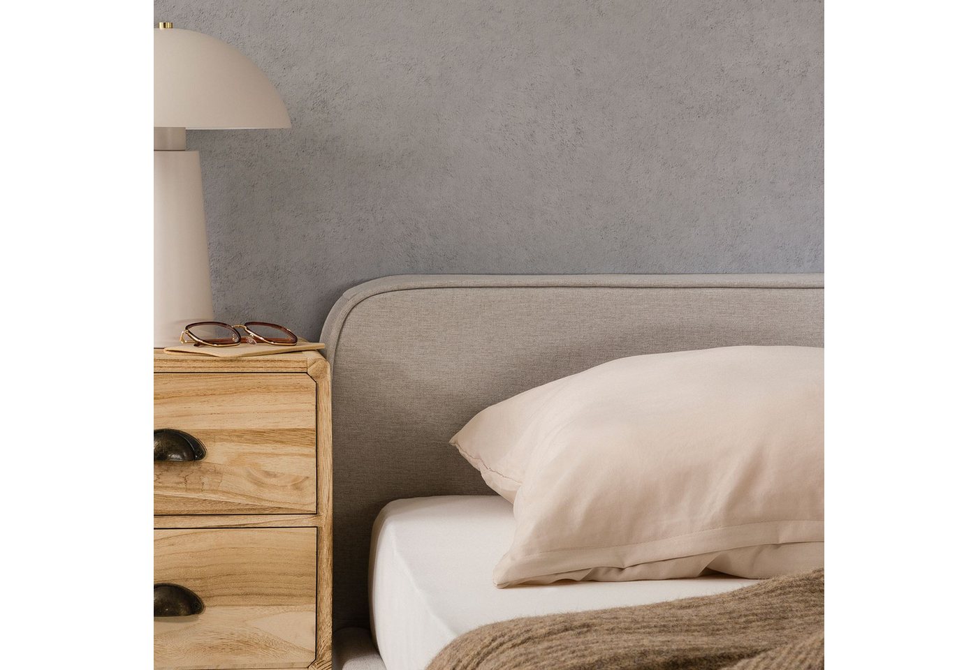 IDIMEX Polsterbett MARINI, Bett 140x200 cm mit Lattenrost Doppelbett mit Kopfteil Stoffbezug grau – Bild 3 von 5