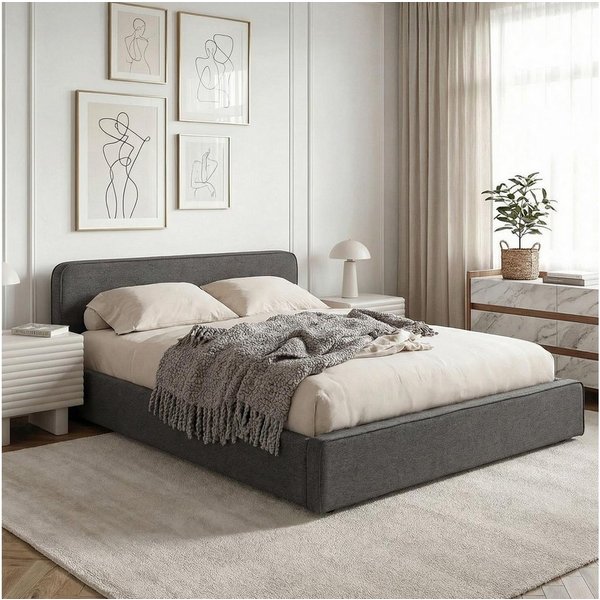 IDIMEX Polsterbett MARINI, Bett 140x200 cm mit Lattenrost Doppelbett mit Kopfteil dunkelgrau