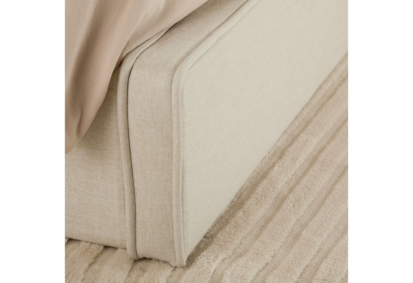 IDIMEX Polsterbett MARINI, Bett 140x200 cm mit Lattenrost Doppelbett mit Kopfteil Stoff creme – Bild 4 von 5
