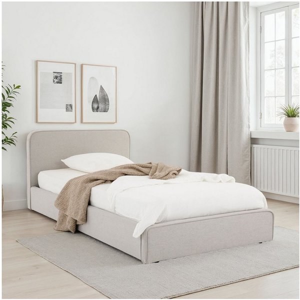 IDIMEX Polsterbett MARINI, Bett 90x200 cm mit Lattenrost Einzelbett mit Kopfteil Stoffbezug grau