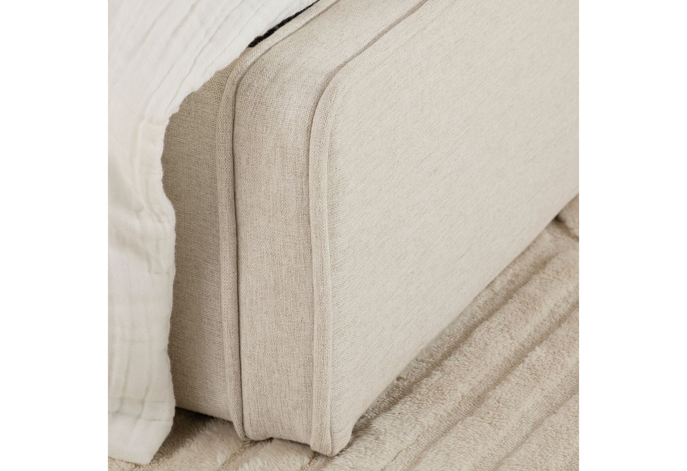 IDIMEX Polsterbett MARINI, Bett 90x200 cm mit Lattenrost Einzelbett mit Kopfteil Stoffbezug Beige – Bild 4 von 5