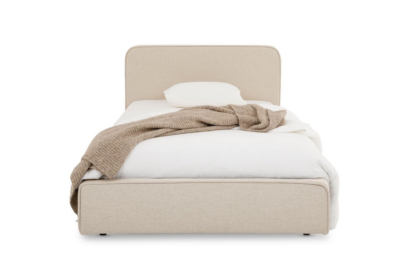 IDIMEX Polsterbett MARINI, Bett 90x200 cm mit Lattenrost Einzelbett mit Kopfteil Stoffbezug Beige – Bild 5 von 5