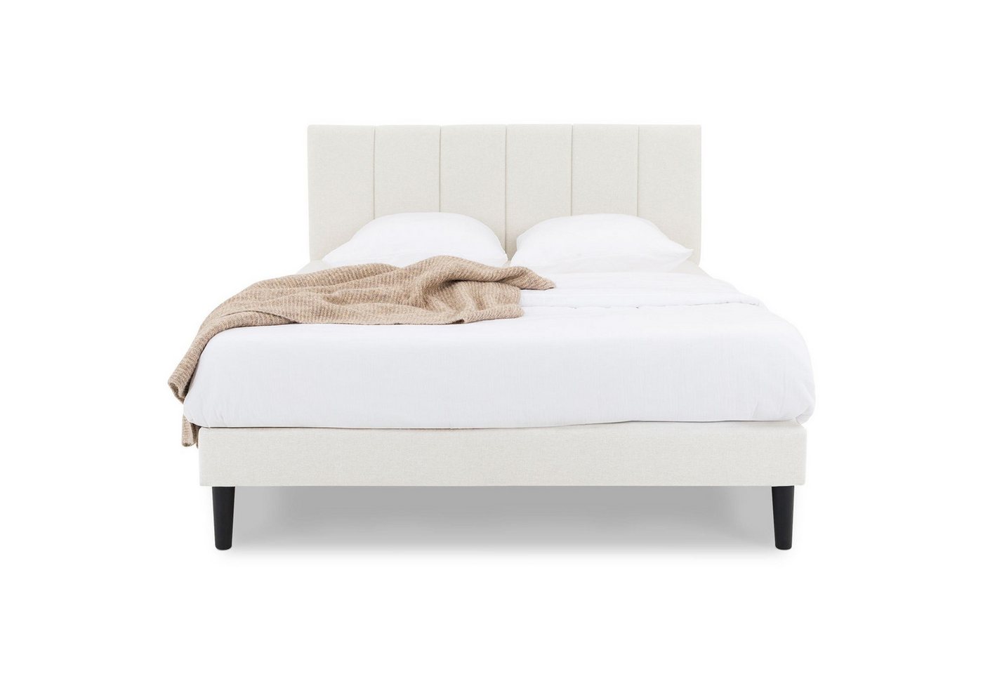 IDIMEX Polsterbett OLBIA, Bett 140x200 cm mit Stoffbezug in Leinenoptik, inkl. Lattenrost Creme – Bild 2 von 5