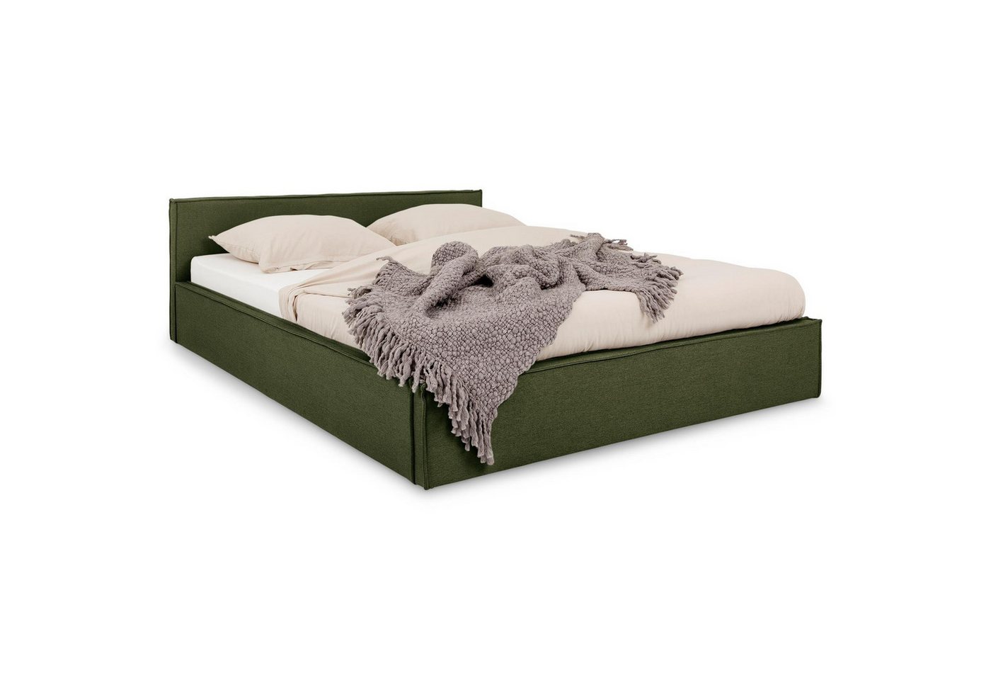 IDIMEX Polsterbett PESARO, Doppelbett 160x200 cm mit Lattenrost Leinen Optik Grün – Bild 4 von 5