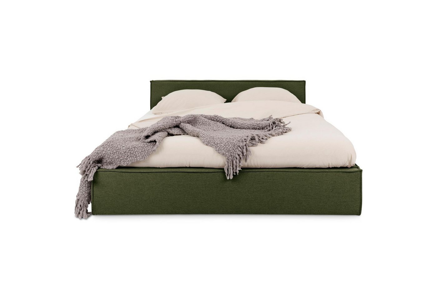 IDIMEX Polsterbett PESARO, Doppelbett 140x200 cm mit Lattenrost und Kopfteil Leinen Optik Grün – Bild 3 von 5