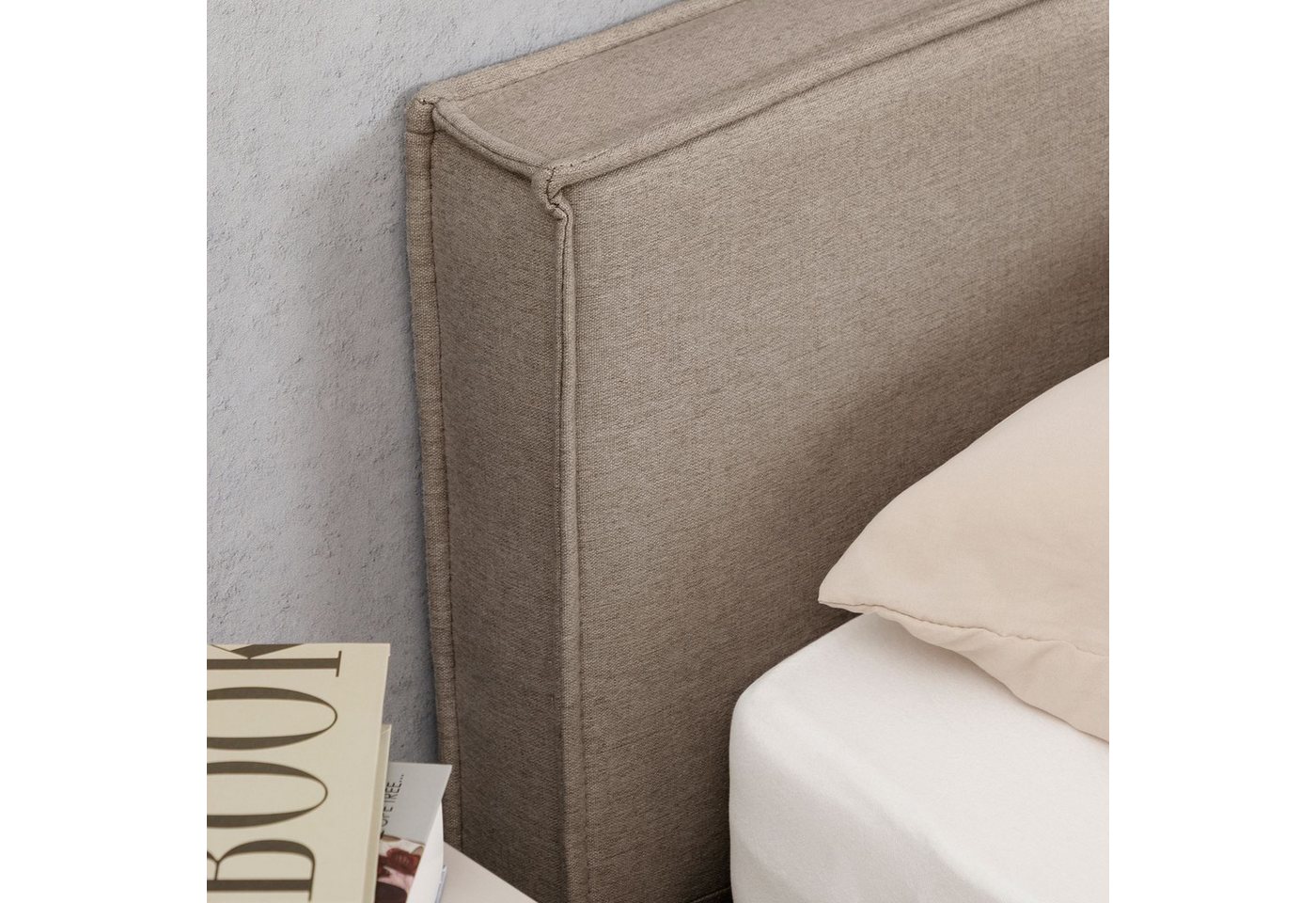 IDIMEX Polsterbett PESARO, Doppelbett 160x200 cm mit Lattenrost Leinen Optik Greige – Bild 5 von 5