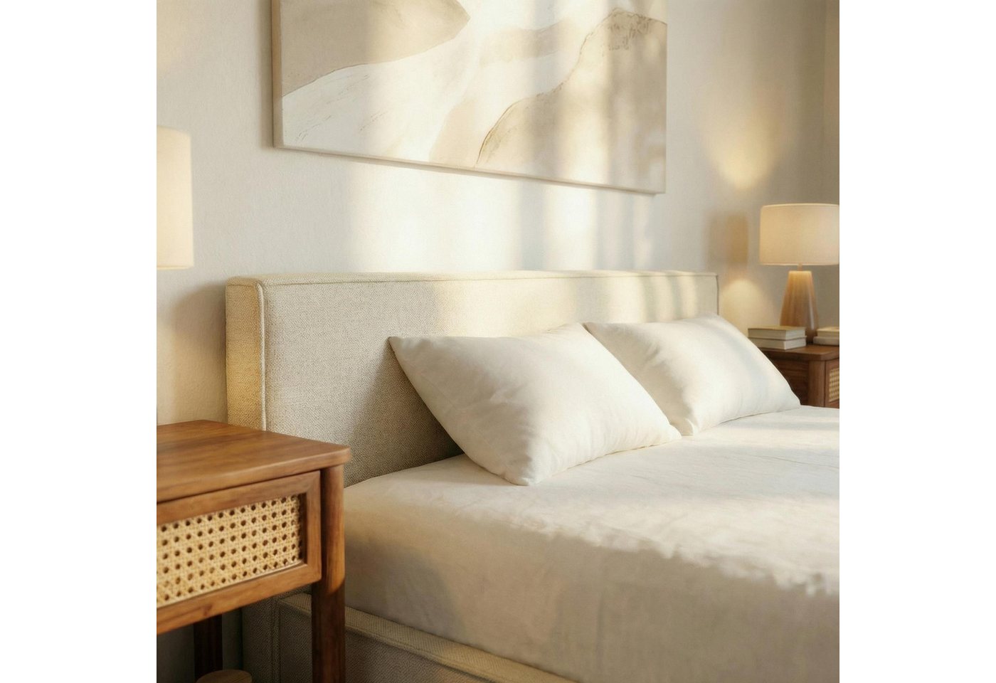 IDIMEX Polsterbett PESARO, Doppelbett 160x200 cm mit Lattenrost Leinen Optik Cremeweiß – Bild 3 von 5