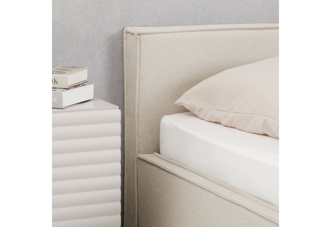 IDIMEX Polsterbett PESARO, Doppelbett 160x200 cm mit Lattenrost Leinen Optik Cremeweiß – Bild 4 von 5