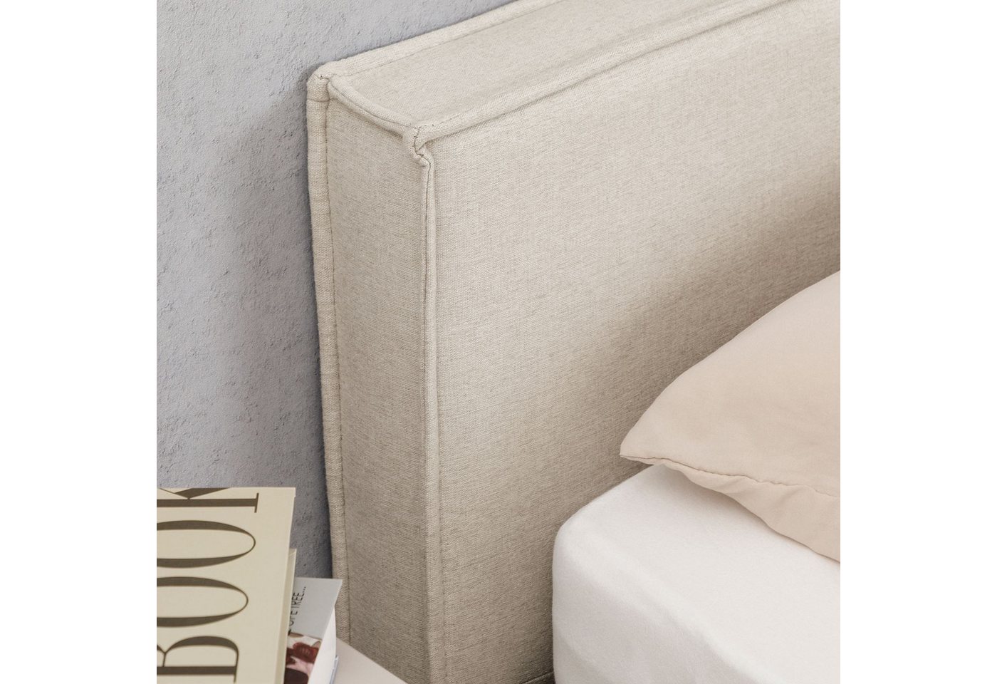 IDIMEX Polsterbett PESARO, Doppelbett 160x200 cm mit Lattenrost Leinen Optik Cremeweiß – Bild 5 von 5
