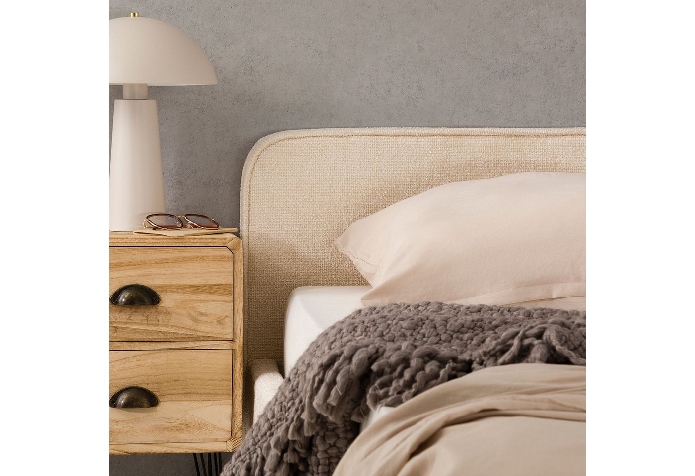 IDIMEX Polsterbett VIRETTA, Bett mit Lattenrost 140x200 cm, Doppelbett mit Kopfteil Stoff weiß – Bild 3 von 5