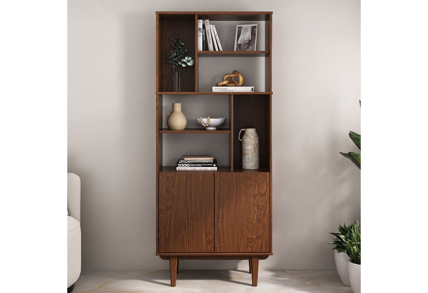 IDIMEX Regal SIMONA, Modernes Holzregal mit Türen & Fächern Design Regal kastanien farben – Bild 2 von 5
