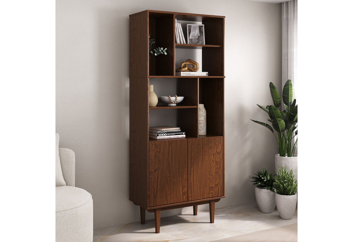 IDIMEX Regal SIMONA, Modernes Holzregal mit Türen & Fächern Design Regal kastanien farben – Bild 3 von 5