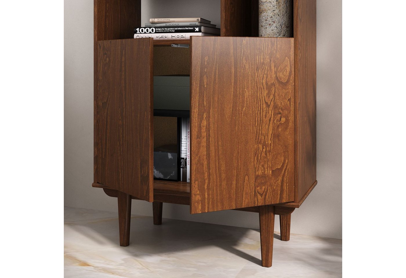 IDIMEX Regal SIMONA, Modernes Holzregal mit Türen & Fächern Design Regal kastanien farben – Bild 5 von 5