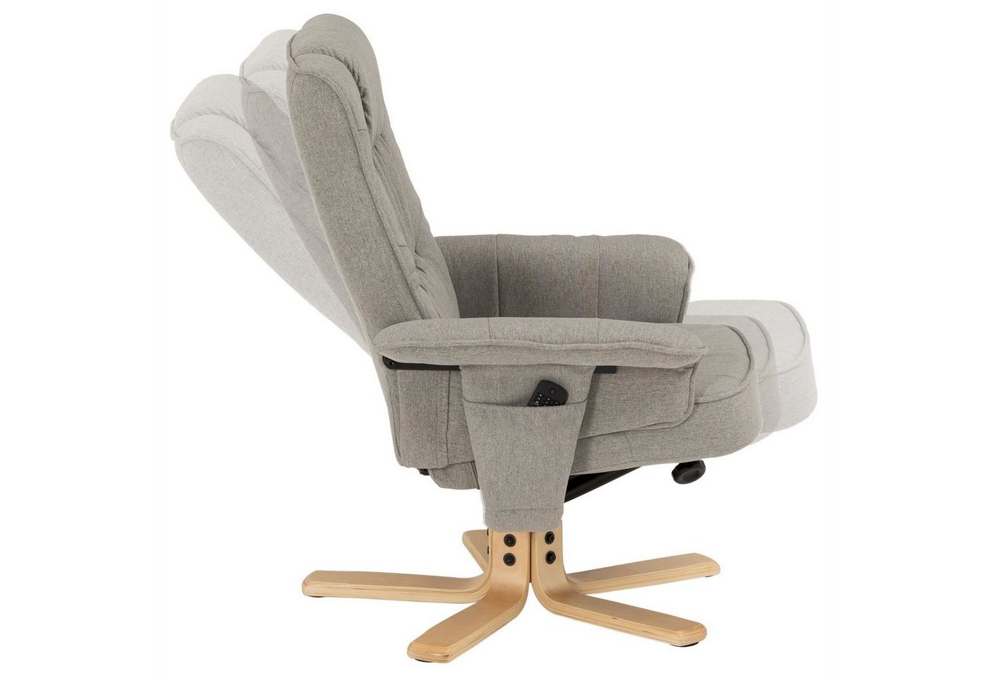 IDIMEX Relaxsessel CHARLY, Fernsehsessel mit Hocker TV-Sessel neigungsverstellbar Stoffbezug grau – Bild 5 von 5