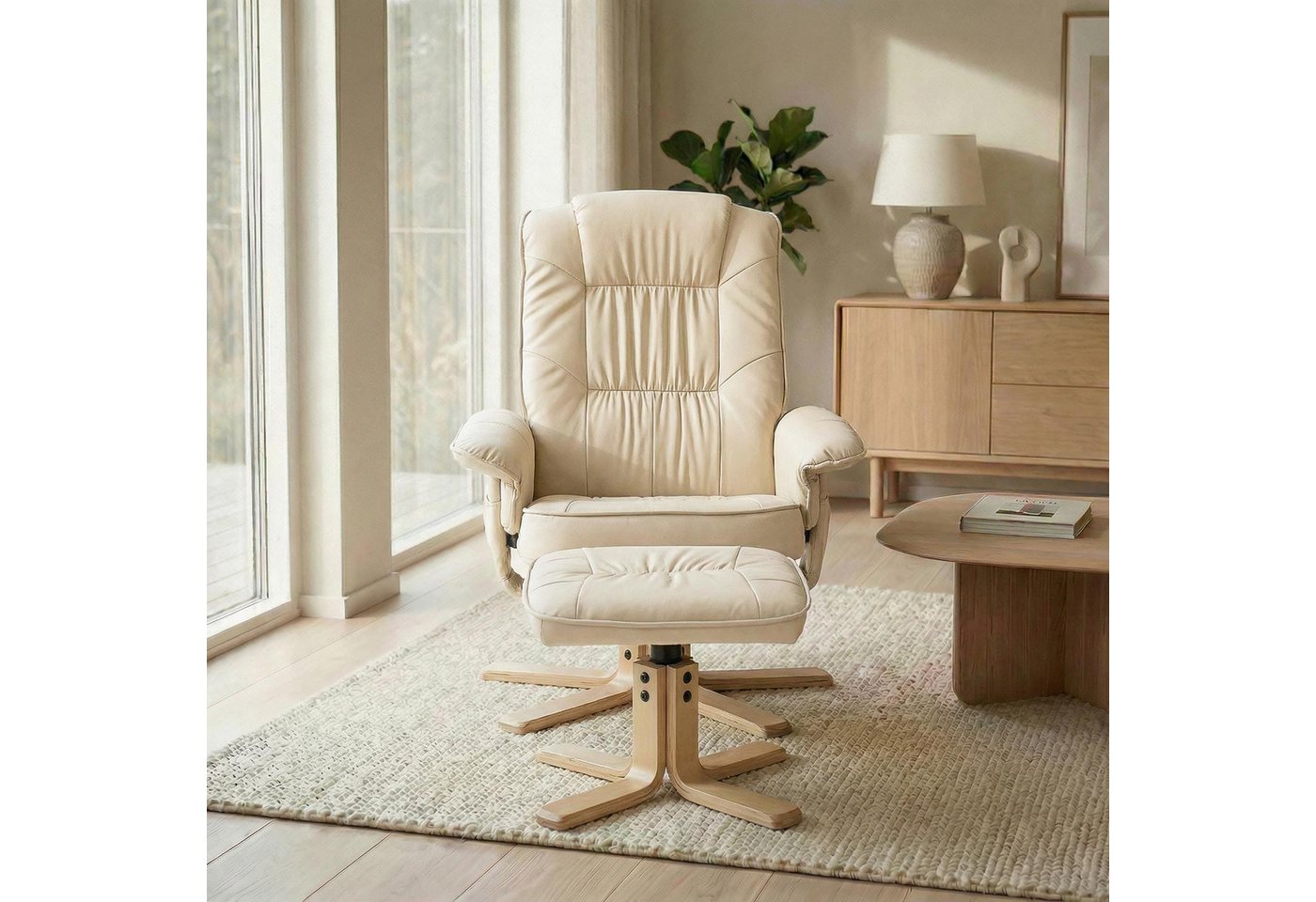 IDIMEX Relaxsessel CHARLY, Fernsehsessel mit Hocker, TV-Sessel neigungsverstellbar beige – Bild 2 von 5