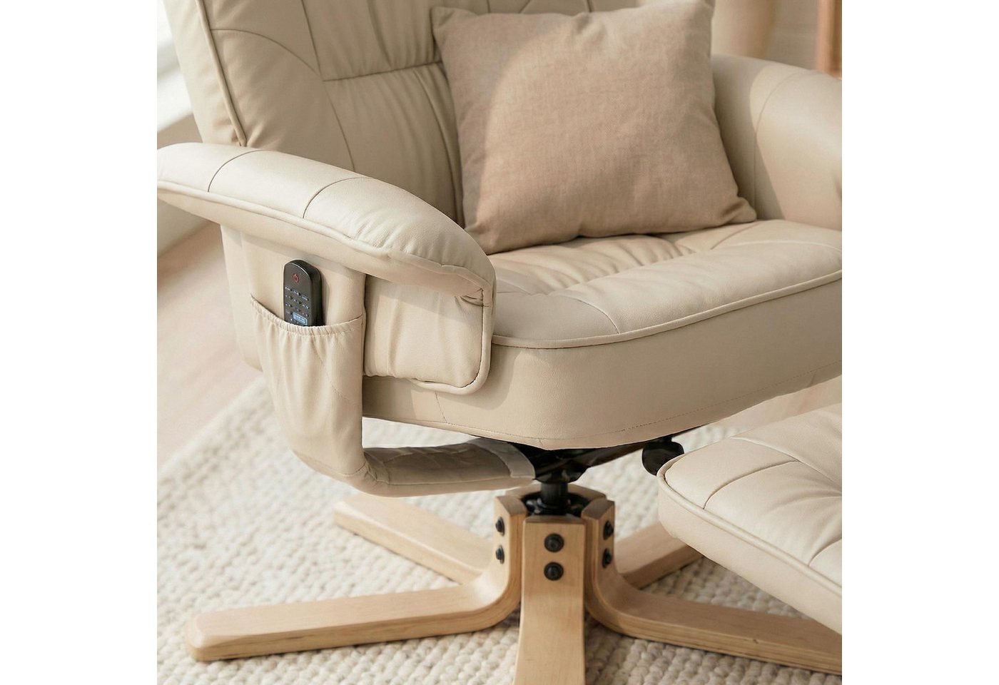 IDIMEX Relaxsessel CHARLY, Fernsehsessel mit Hocker, TV-Sessel neigungsverstellbar beige – Bild 3 von 5