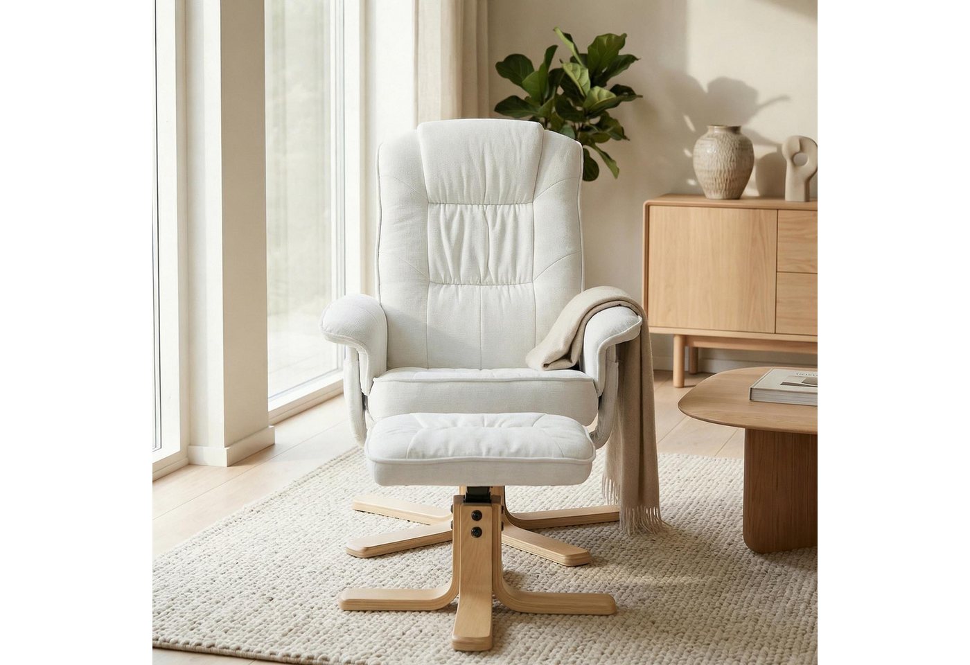 IDIMEX Relaxsessel CHARLY, Fernsehsessel mit Hocker, TV-Sessel neigungsverstellbar weiß – Bild 2 von 5