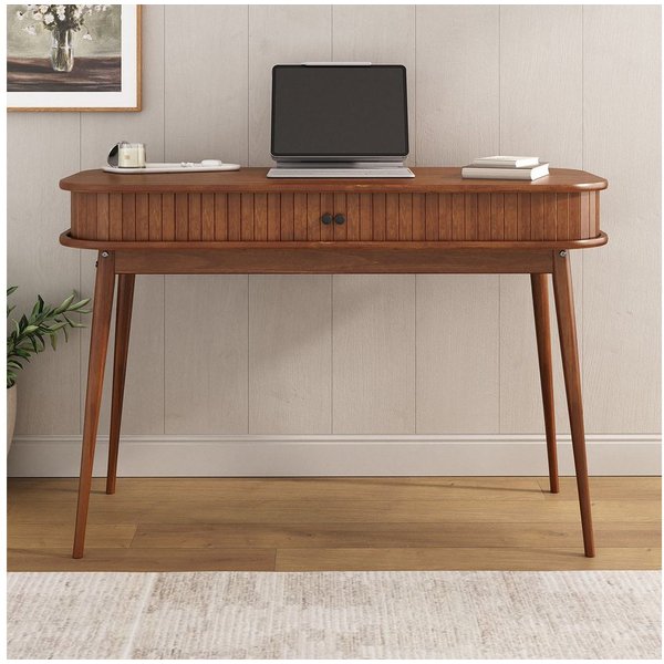 IDIMEX Schreibtisch JARI, Home Office Tisch mit Stauraum aus Kiefer Massivholz Kastanien farben