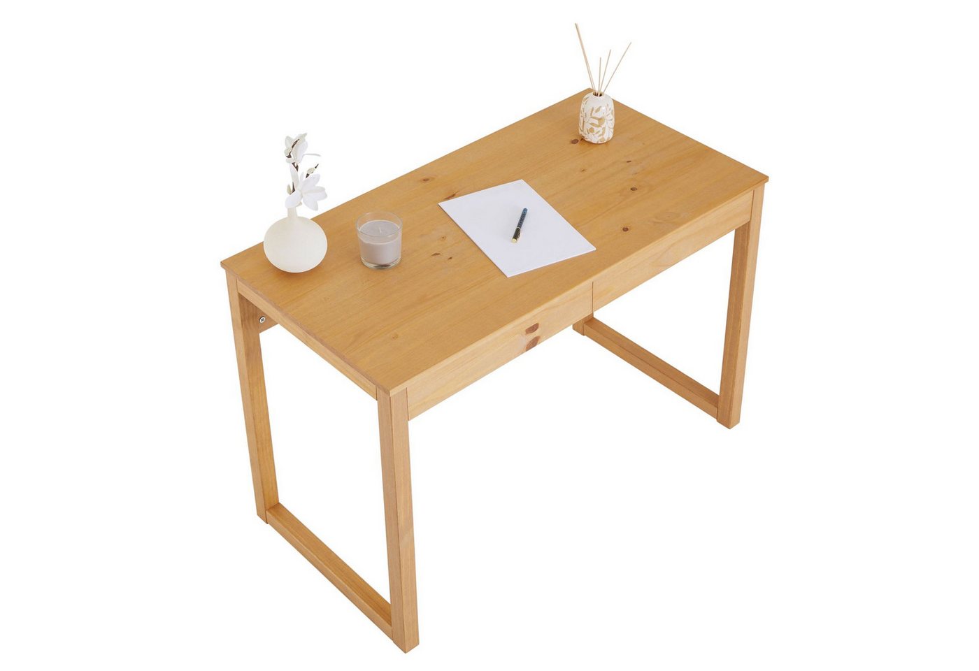 IDIMEX Schreibtisch NOAH, Bürotisch mit 2 Schubladen, Konsolentisch aus Kiefer Massivholz Eiche – Bild 4 von 5