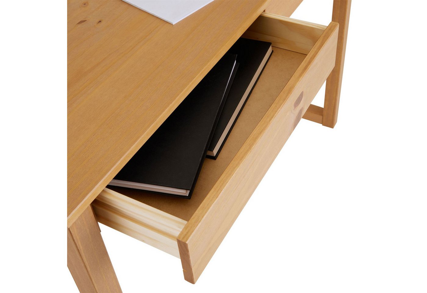 IDIMEX Schreibtisch NOAH, Bürotisch mit 2 Schubladen, Konsolentisch aus Kiefer Massivholz Eiche – Bild 5 von 5