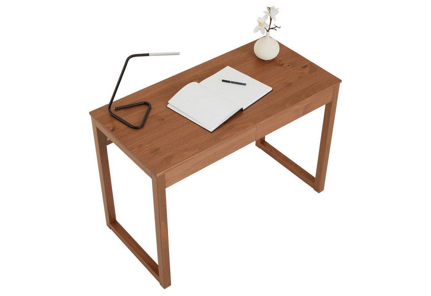 IDIMEX Schreibtisch NOAH, Bürotisch mit 2 Schubladen, Konsolentisch Kiefer Massivholz Kastanie f – Bild 4 von 5