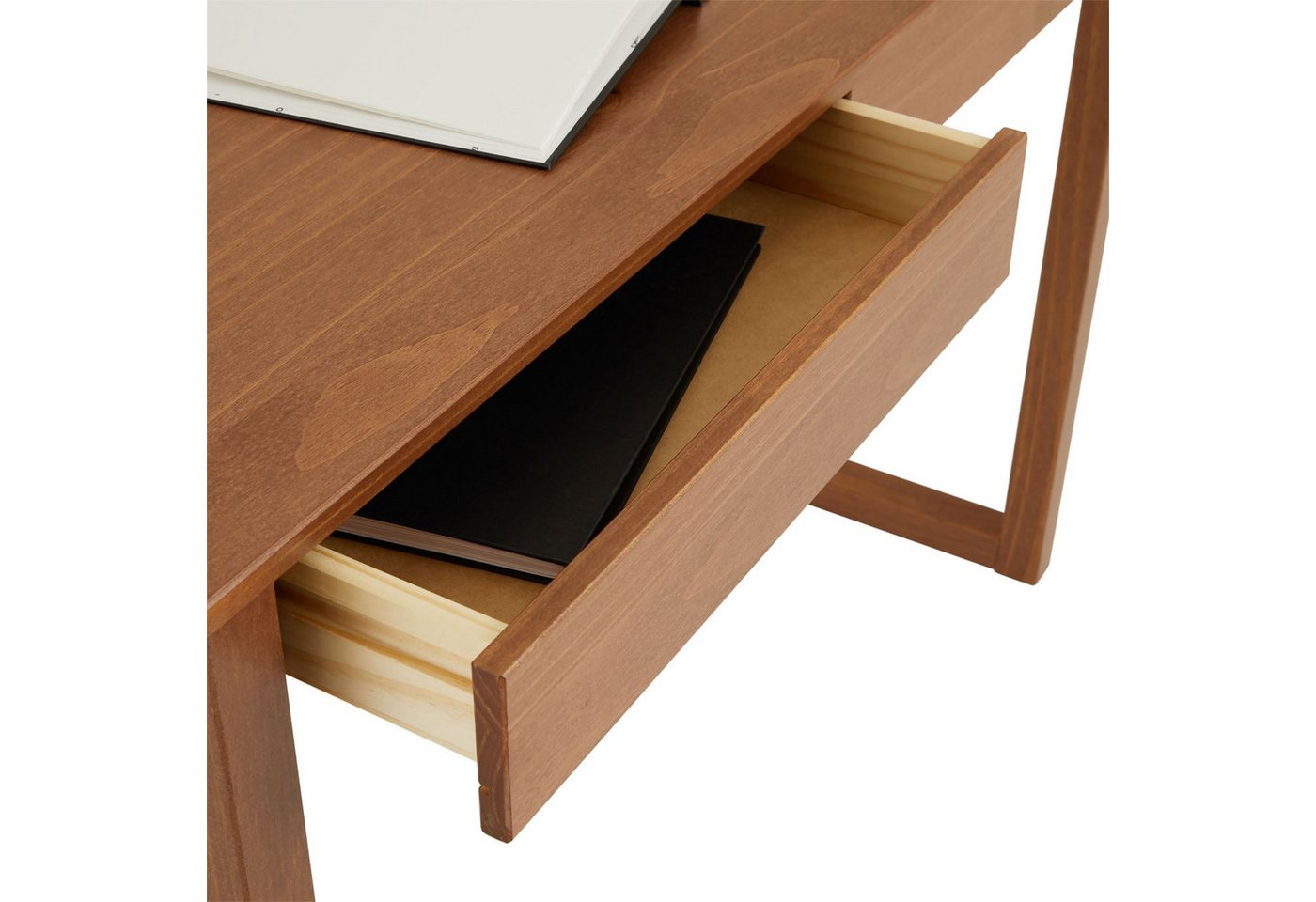 IDIMEX Schreibtisch NOAH, Bürotisch mit 2 Schubladen, Konsolentisch Kiefer Massivholz Kastanie f – Bild 5 von 5