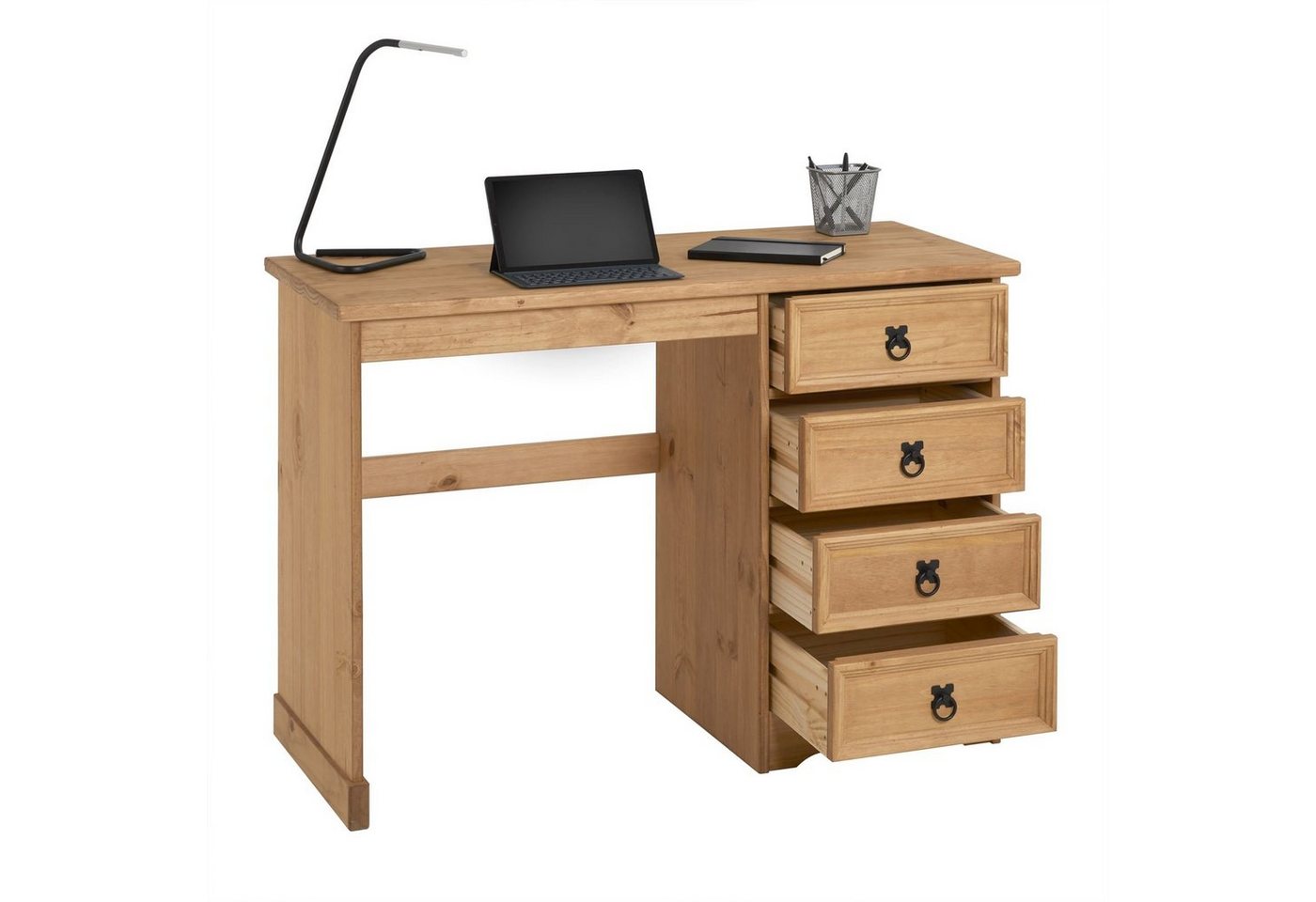 IDIMEX Schreibtisch SALSA, Schreibtisch Computertisch PC Bürotisch mit Schubladen Kiefer massiv M – Bild 2 von 5