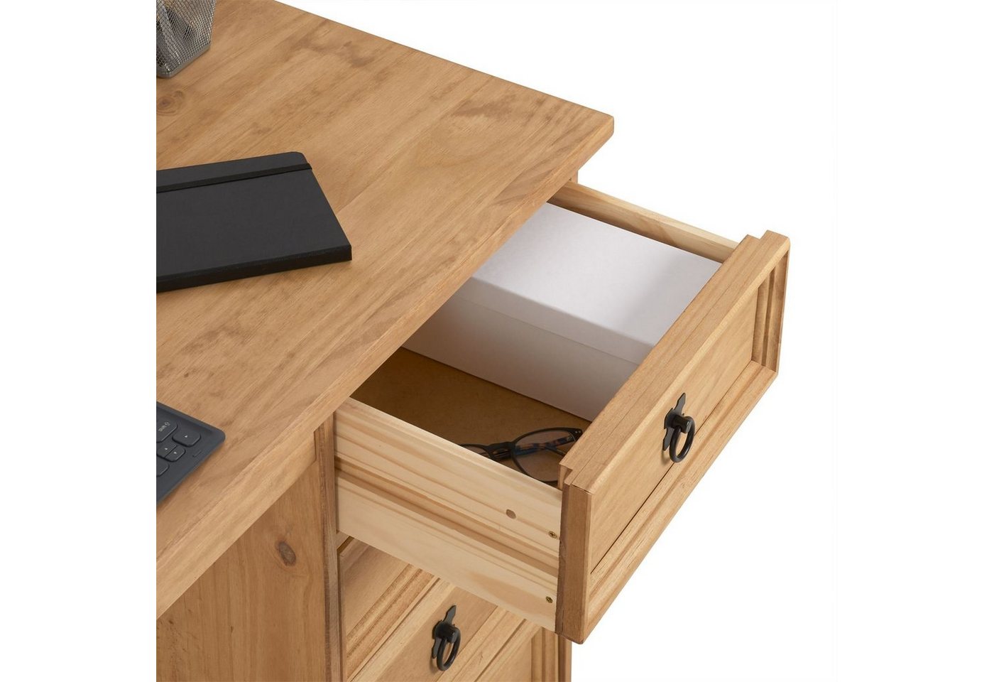 IDIMEX Schreibtisch SALSA, Schreibtisch Computertisch PC Bürotisch mit Schubladen Kiefer massiv M – Bild 4 von 5