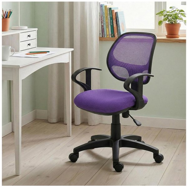 IDIMEX Schreibtischstuhl COOL, für Kinder ergonomisch und höhenverstellbar mit Armlehnen Lila