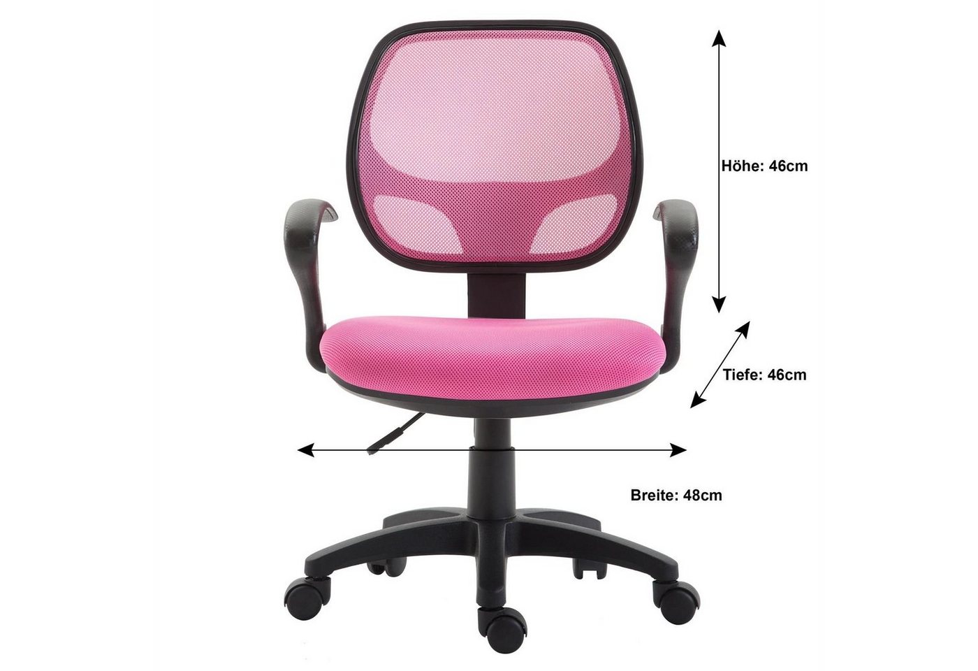IDIMEX Schreibtischstuhl COOL, für Kinder ergonomisch und höhenverstellbar mit Armlehnen Pink – Bild 3 von 5