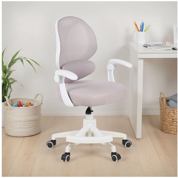 IDIMEX Schreibtischstuhl ISLA, Kinder Bürostuhl mit Fußstütze ergonomisch höhenverstellbar Grau