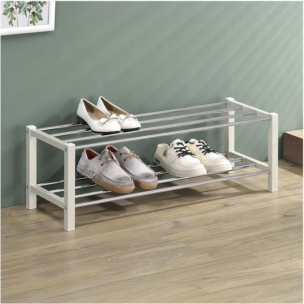 IDIMEX Schuhregal DUBLIN, Schuhständer mit 2 Ablagen, 90cm breit Schuhaufbewahrung Metall beige