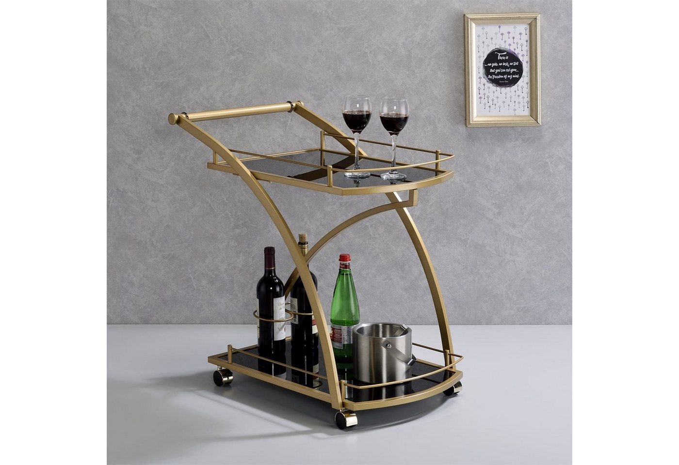 IDIMEX Servierwagen EVO, Servierwagen Beistellwagen Teewagen Minibar Servicewagen schwarz und g – Bild 2 von 3