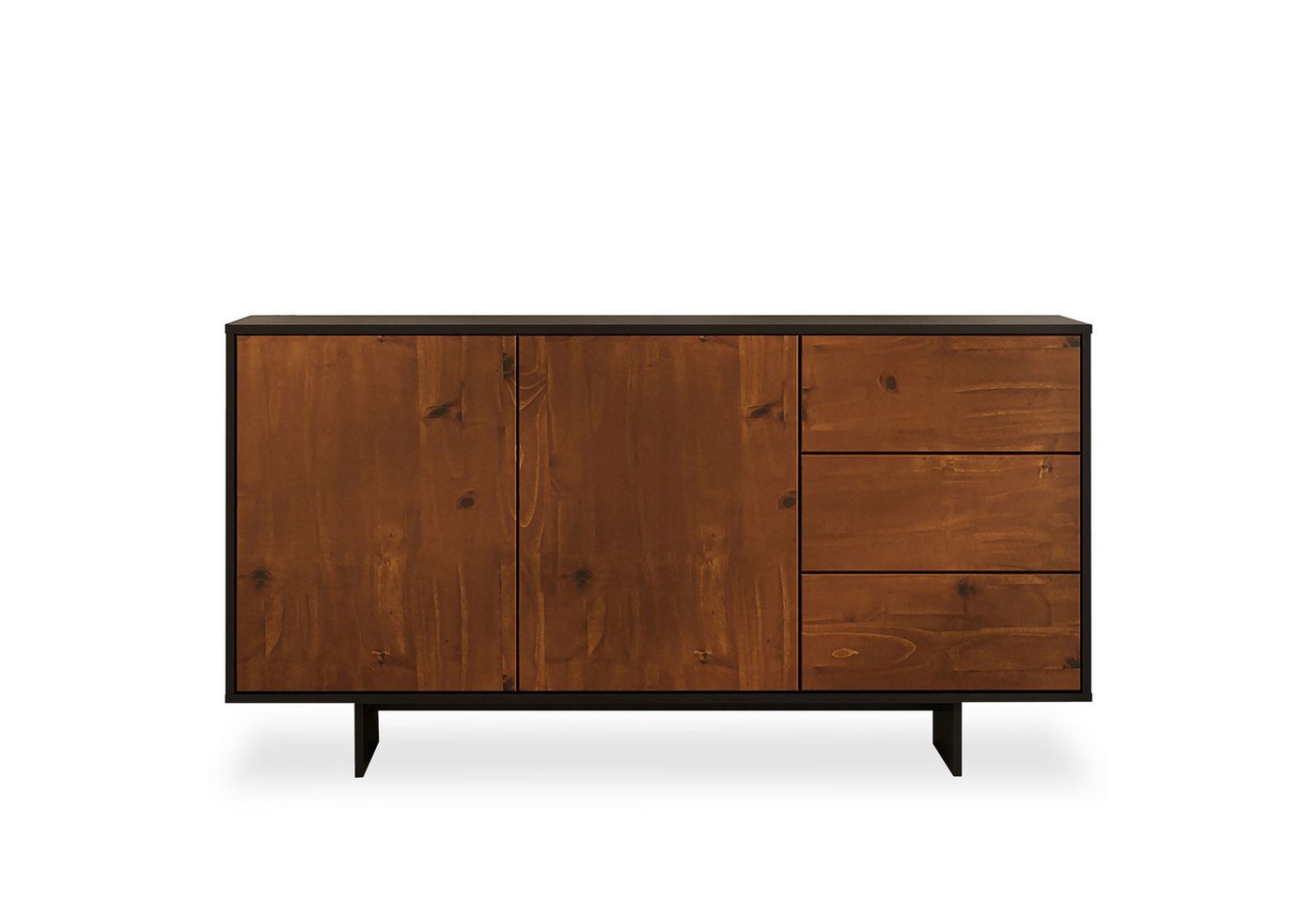 IDIMEX Sideboard ARTO, Kommode 135 cm mit 2 Türen und 3 Schubladen Schwarz/Kastanie – Bild 5 von 5