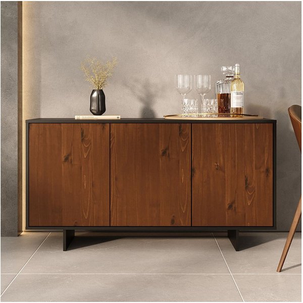 IDIMEX Sideboard ARTO, Kommode mit 3 Türen aus Massivholz Kastanie Finish